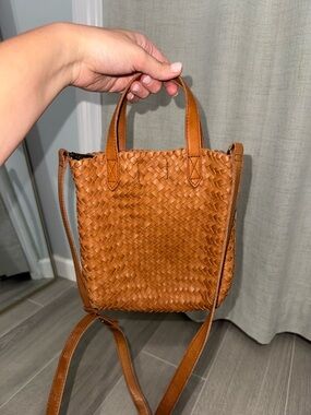 Madewell The Small Transport Crossbody: brown Woven Leather Edition
